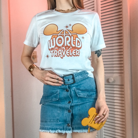 Bella Canvas Tops - Retro Disney World Epcot World Traveler Mickey